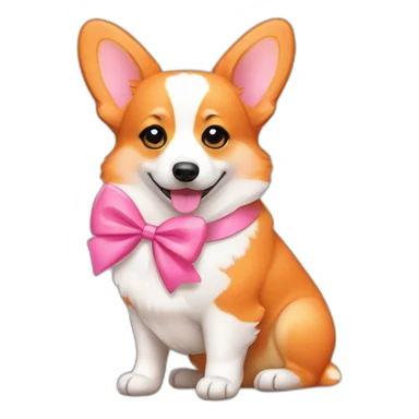 orange corgi with pink bow sticker