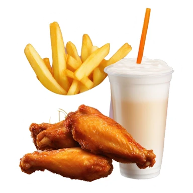 Chicken wings with fries and milktea sticker