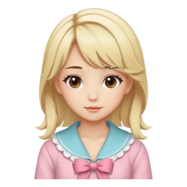 Cute anime girl with blonde hair and brown highlights and cute coquette clothes sticker