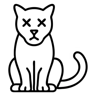 Make the mountain lion look dead by adding cartoon X's for eyes, keep the exact same style, pose, and background. sticker