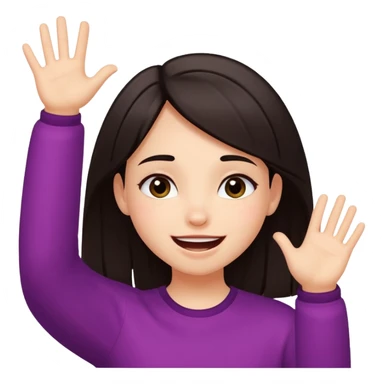 Girl with very long and straight dark hair saying "Yay!" (Happy expression) sticker