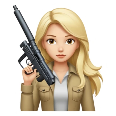 Beautiful blonde Long Hair Gangsta girl with a big gun sticker