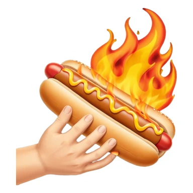 Hand Holding a Flaming Hotdog sticker