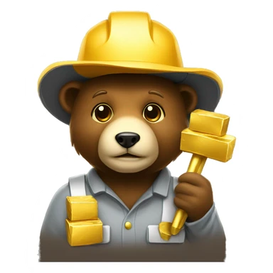 miner bear with gold bar sticker