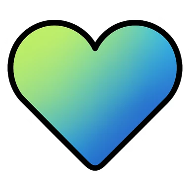 gradient heart icon with clean lines, modern icon style, lime and indigo gradient, no text sticker