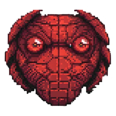 Create only red glowing eyes in Minecraft style, blocky and pixelated, no face or head, just the eyes, dark background, inspired by the reference image's style. sticker