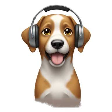 A dog puts on headphones sticker