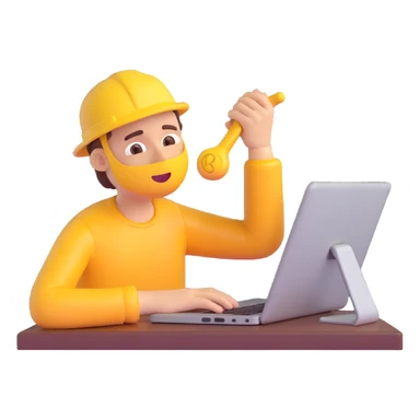 a man working hard with sweat on his face, emoji style sticker