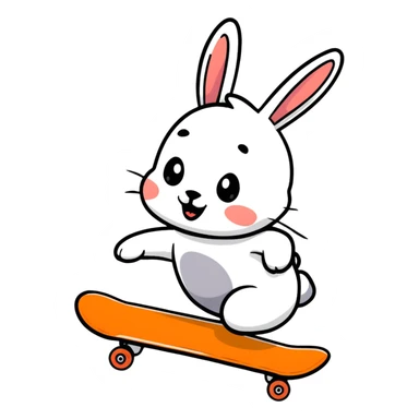 Funny rabbit riding a skateboard with carrot in hand sticker