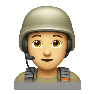 operator dressed in khaki color with a milatary helmet, without glasses, preferably male sticker