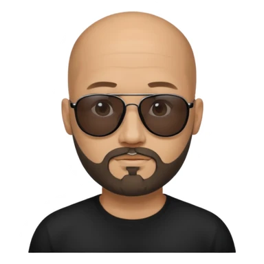 Bald man, wearing black fashion sunglasses, goatee beard sticker
