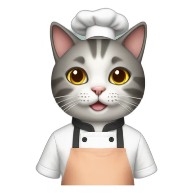 cat wearing an apron and cooking sticker