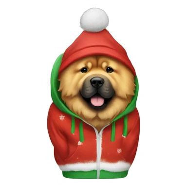 chow chow wearing a Christmas hoodie sticker