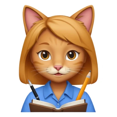 professional girl cat writing in notebook sticker