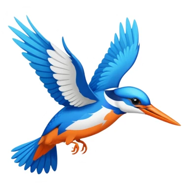 Create an abstract outline of flying kingfisher. Do make it too detailed but make it recognizable. Keep the number of colors limited to only 5 distinct colors.  sticker