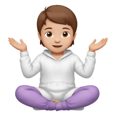 A smiling baby with brown hair, sitting down, moving its arms and hands. sticker
