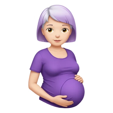 pregnant older women with purple shirt, white very short hair, head neck and abdomen only sticker