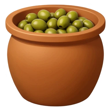 An emoji of a simple clay pot filled with olives. sticker