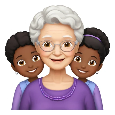 White Grandma with two black little girls  sticker