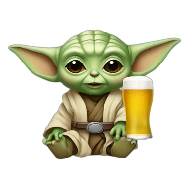 Bébé Yoda avec une bière sticker