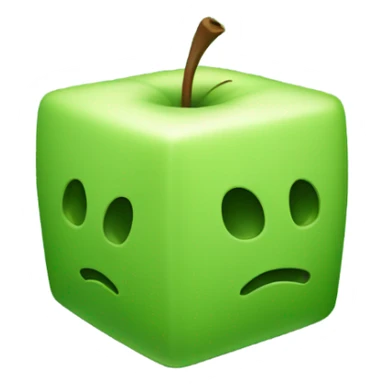 plain green Cube shaped Apple sticker