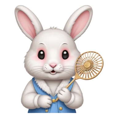 A rabbit hold a folding fan playfully sticker