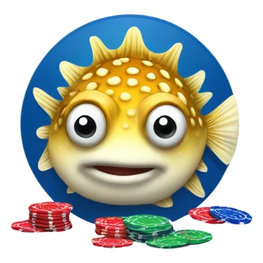 Pufferfish playing poker sticker
