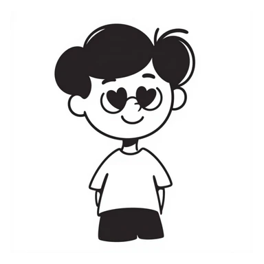 boy with heart eyes and a big smile, lover boy sticker