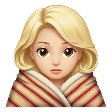 Cozy luxury blonde model in blanket  sticker