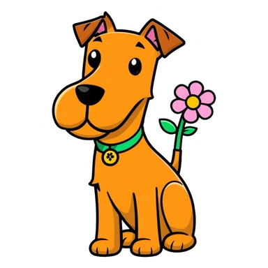 Irish terrier holding flower in mouth sticker
