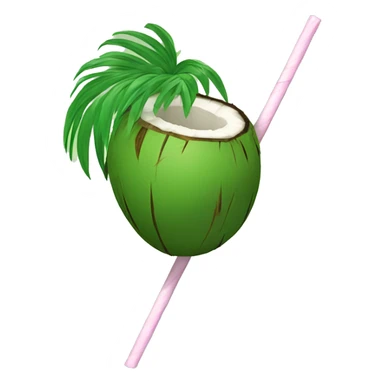 green coconut with a straw sticker