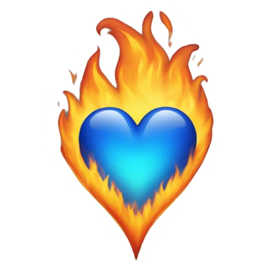 blue heart with fire sticker