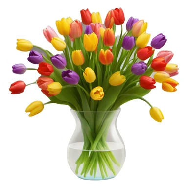 100 colorful tulips in a clear vase sticker