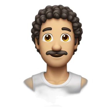 Withe man with curly dark brown hair without no mustache like Man like Mario  sticker