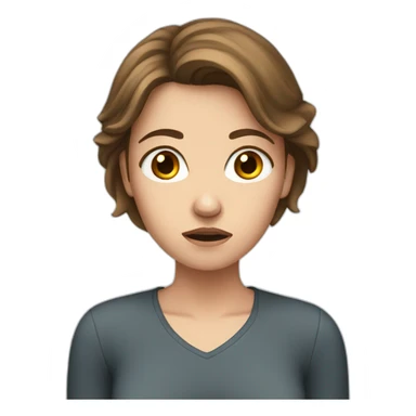 Brown hair young White women, worried face sticker