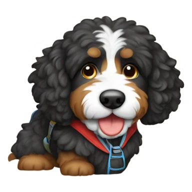 Bernedoodle dressed as hiker sticker