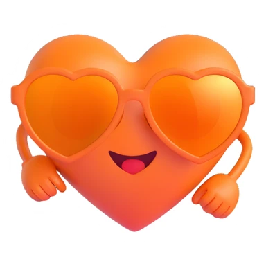 orange heart with sunglasses, emoji style sticker