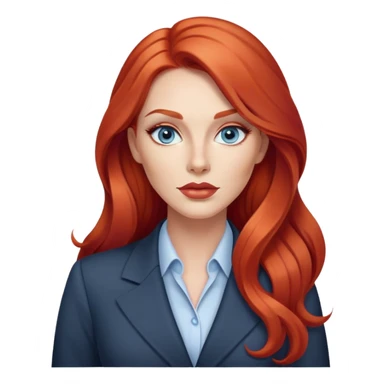 Rousse cheveux long, yeux bleu gris lèvre pulpeuse femme d’affaire make up contouring  sticker