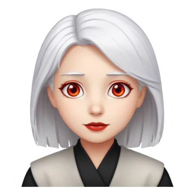 a girl with white hair and bright red eyes sticker