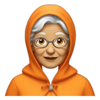 Orange raincoat granny in headscarf sticker