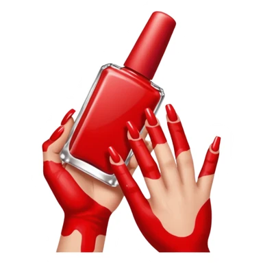 hand with painted nails and nail polish bottle sticker