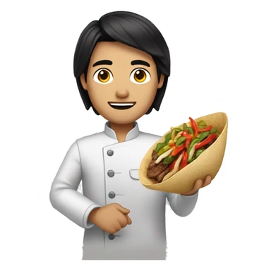Asiat men with black hair and fajitas in our hand sticker