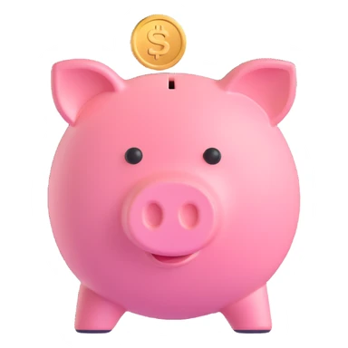 piggy bank with a coin sticker