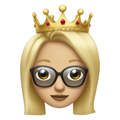 Create a drawing of a woman with blonde hair, sunglasses and a crown sticker