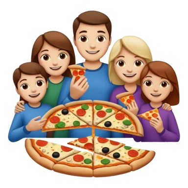 familiy eating pizza sticker
