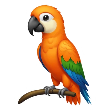 An orange parrot with a black collar sticker