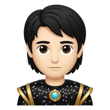Saturn, God of Time with black hair, black sequin outfit sticker