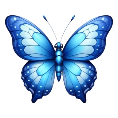 Cinematic Realistic Cute Blue Butterfly Portrait Emoji, Head tilted playfully and inquisitively, featuring beautifully patterned sapphire wings with intricate venation and a charming, petite body with round, sparkling eyes full of gentle curiosity, rendered with lifelike detail and warm natural highlights, high shine, affectionate and spirited, styled with a touch of whimsical garden magic, soft glowing outline, capturing the essence of a mischievous yet lovable blue butterfly that seems ready to flutter playfully into your arms! sticker