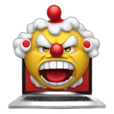 angry clown with laptop sticker