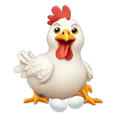 Chicken eating eggs sticker